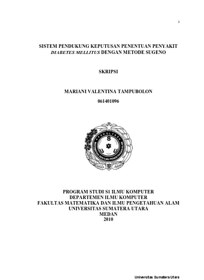 Sistem Pendukung Keputusan Penentuan Penyakit Diabetes Mellitus Dengan Metode Sugeno 6682