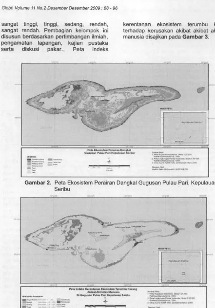 Gambar 2. Peta Ekosistem Perairan Oangkal Gugusan Pulau Pari, Kepulauan 