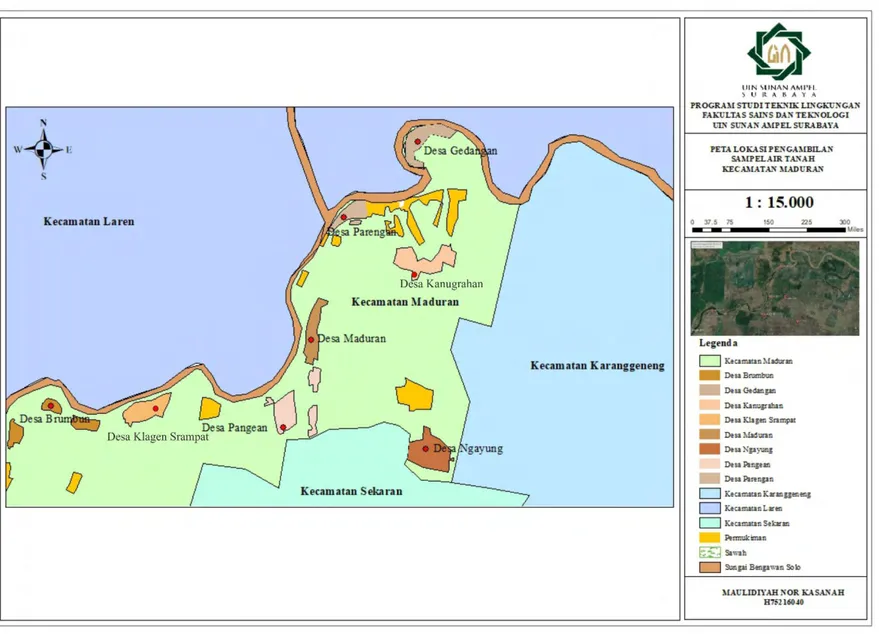Gambar 3.3 Peta Lokasi Pengambilan Sampel Air Tanah 