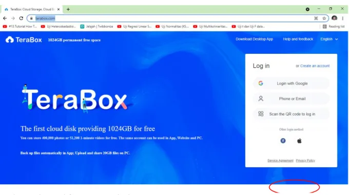 Gambar 4. Halam Pendaftaran Tera Box Cloud