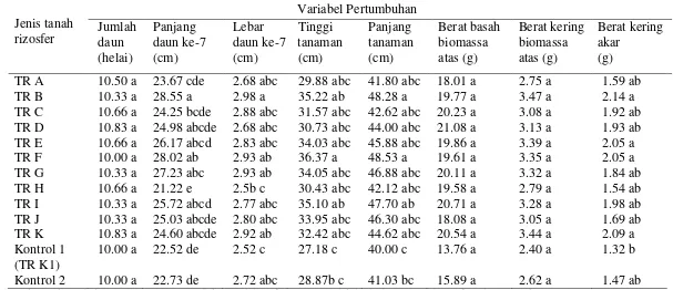 Tabel 1 Rerata  nilai  kumulatif  variabel  pertumbuhan  tanaman  jagung  umur 30  hari pada penanaman tahap I 