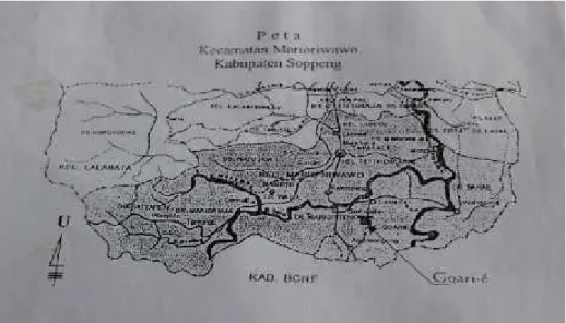 Gambar 1. Peta Kecamatan Marioriwawo Kabupaten Soppeng (Dokumentasi Ahmad Fakhri Ardin, 29 Mei 2017) 2.Mattoriolo