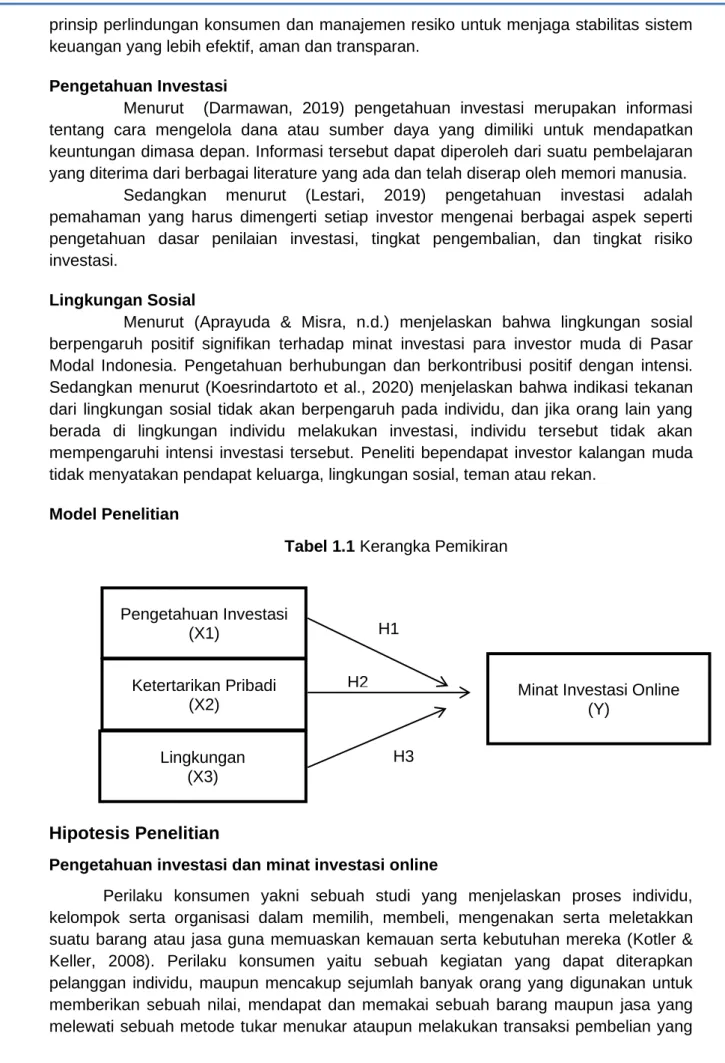 Tabel 1.1 Kerangka Pemikiran