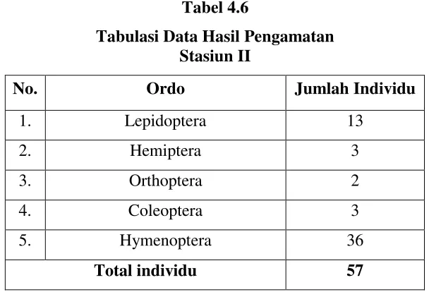 Tabel 4.6 Tabulasi Data Hasil Pengamatan 