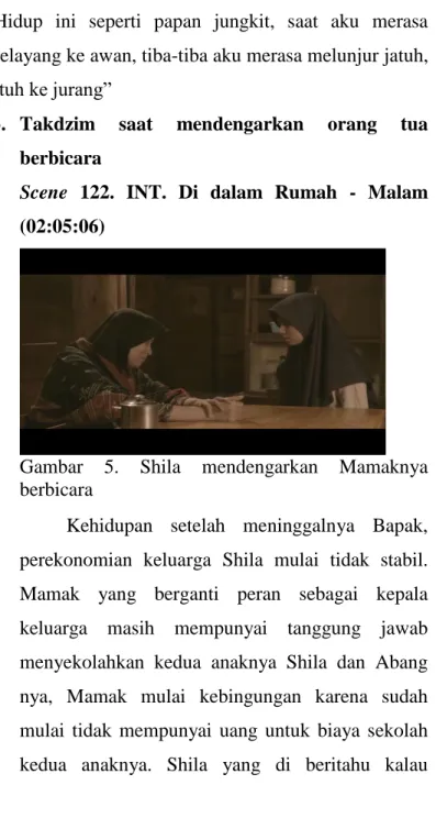 Gambar  5.  Shila  mendengarkan  Mamaknya  berbicara 