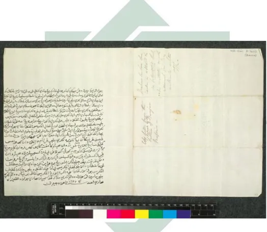Gambar 3.1 Surat Sultan Pontianak Syarif Kasim Alkadri kepada Thomas  Stanford Raffles 20 Muharram 1226 H, 14 Febuari 1811 M  40 Tarjemahan;- 