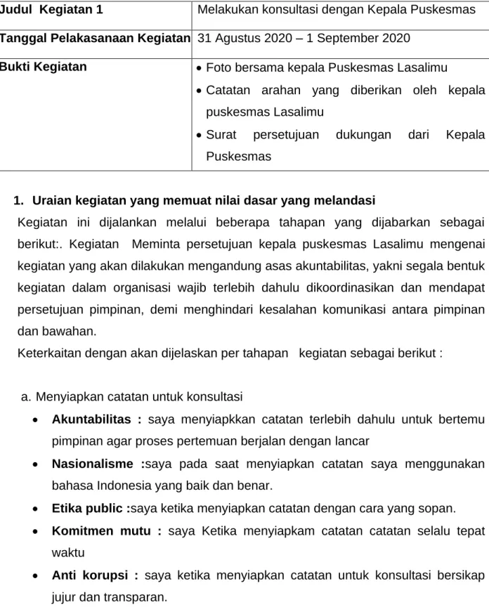 TABEL 3.3 Deskripsi kegatan 1 