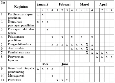 Tabel 3.5 Jadwal Kegiatan Penelitian 