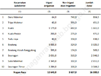 Tabel 1. Pengairan irigasi di Kecamatan Beutong Nagan Raya 