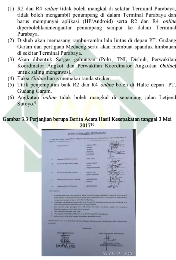 Gambar 3.3 Perjanjian berupa Berita Acara Hasil Kesepakatan tanggal 3 Mei  2017 10