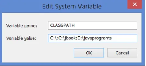 Figure 2-5. Environment Variables dialog box for setting CLASSPATH on Windows