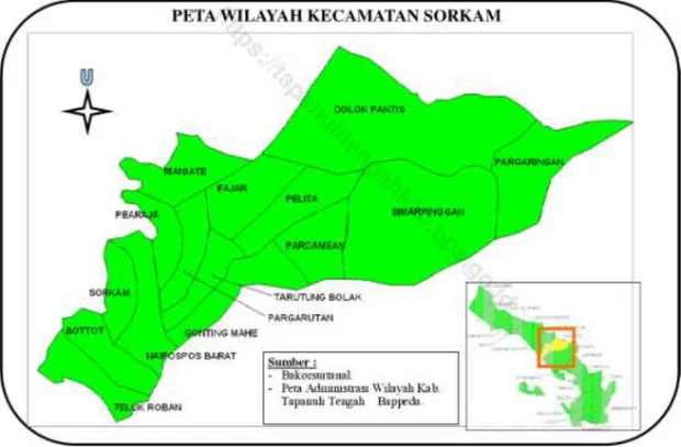 Gambar 3.1 : peta kecamatan Sorkam  Tabel 3.1. 