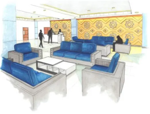 Gambar 10. Desain Sitting Area Lobby Hall  (Sumber:dokumen pribadi) 