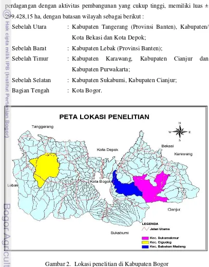 Gambar 2.  Lokasi penelitian di Kabupaten Bogor 