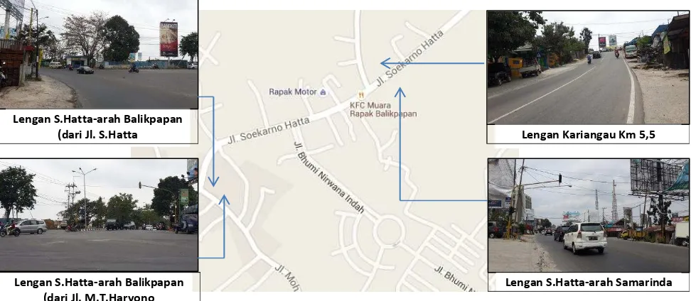 Gambar 1. Kondisi jaringan jalan dan simpang sekitar simpang Kariangau 