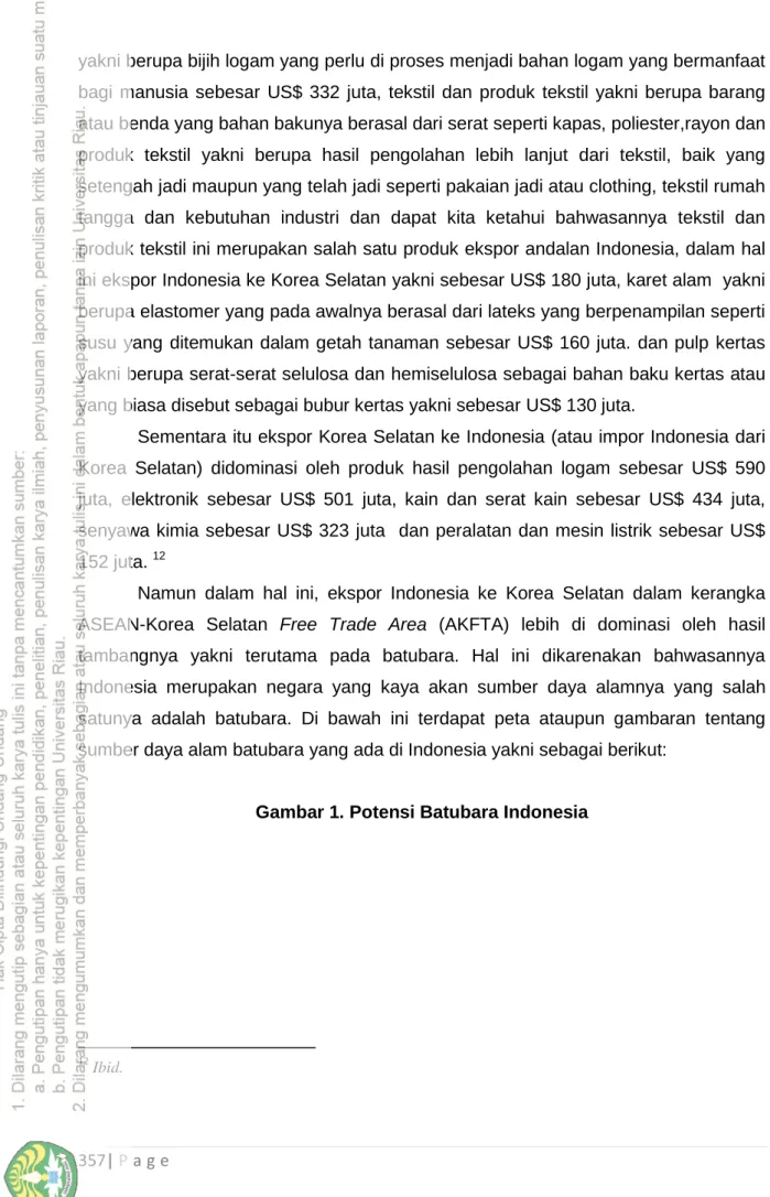 Gambar 1. Potensi Batubara Indonesia 
