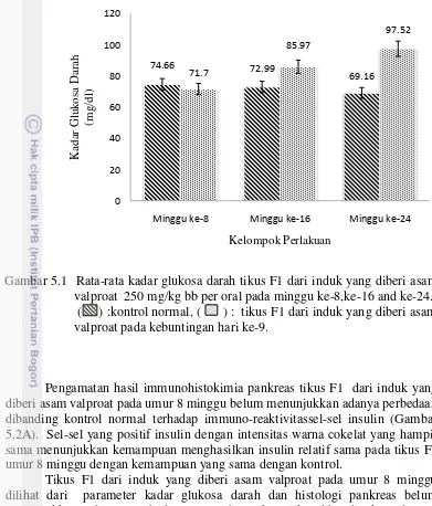 Gambar 5.1  Rata-rata kadar glukosa darah tikus F1 dari induk yang diberi asam 