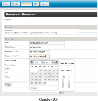 Gambar 3.9 Contoh input data calon tamu (reservasi) 