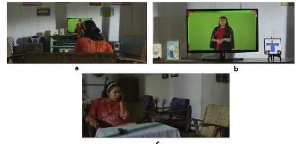 Gambar 11 a,b,c Capture Screen Warsih mengikuti acara kuis di TV
