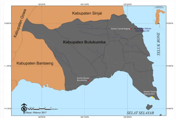 Gambar 1.   Peta Situs Makam Dea Daeng Lita (Sumber: Makmur, 2017)