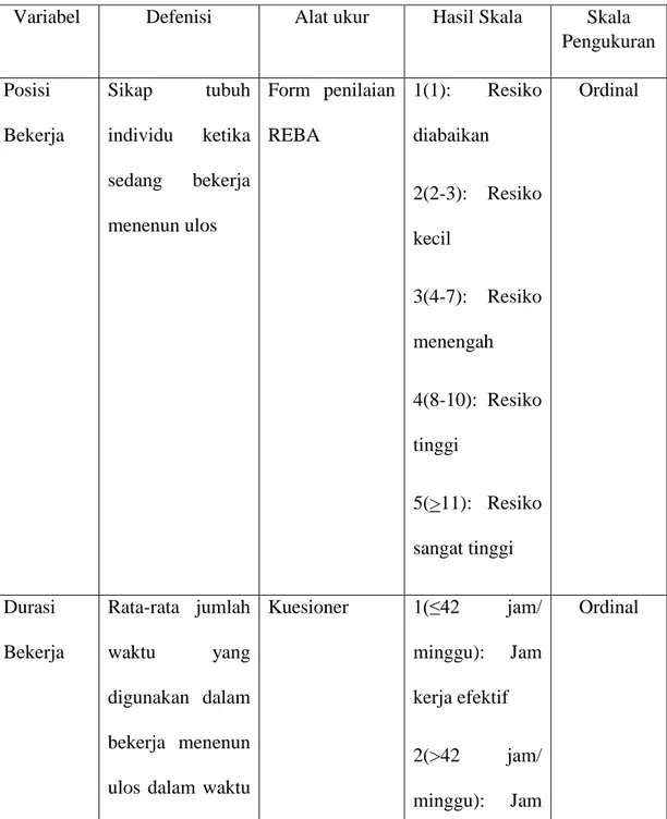 Tabel 3.1. Defenisi operasional variabel penelitian 