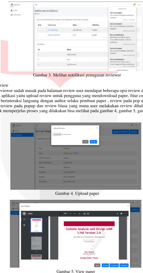 Gambar 3. Melihat notifikasi penugasan reviewer  4.1.2  Melakukan review 