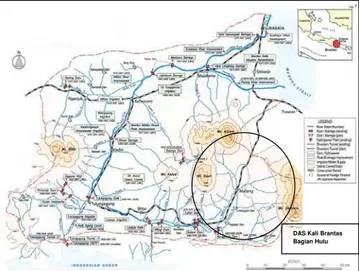 Gambar 1. Lokasi DAS Kali Brantas Bagian Hulu (Jasa  Tirta, 2005) 