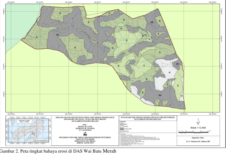 Gambar 3. Peta arahan rehabilitasi lahan di DAS Wai Batu Merah 