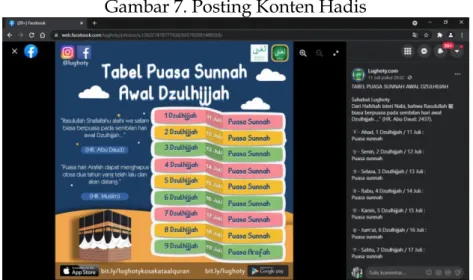 Gambar 7. Posting Konten Hadis 