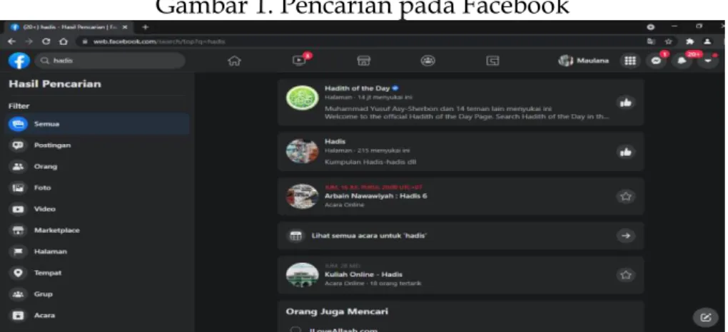 Gambar 1. Pencarian pada Facebook 