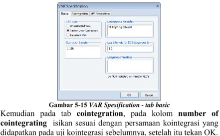 Gambar 5-15 VAR Spesification - tab basic 