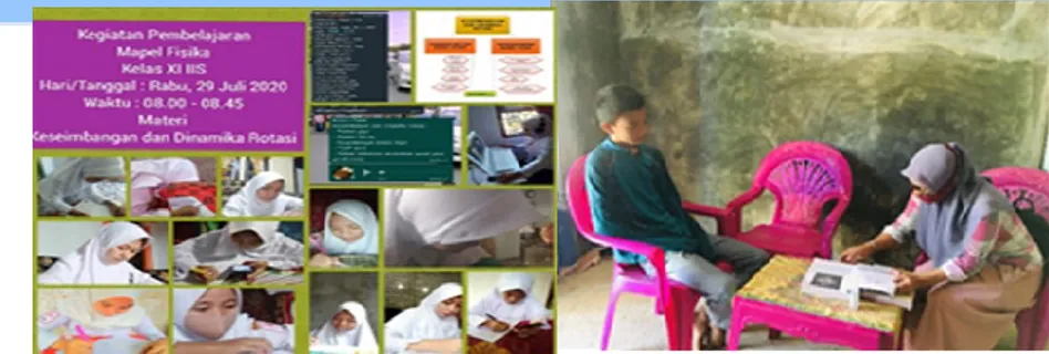 Gambar kegiatan guru dan siswa dalam pembalajaran SMA Negeri 7 Gorontalo Utara, melalui Luring dan Daring
