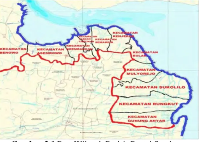 Gambar 2.1 Peta Wilayah Pesisir Pantai Surabaya 