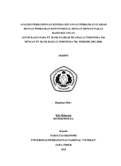 ANALISIS PERBANDINGAN KINERJA KEUANGAN PERBANKAN SYARIAH DENGAN ...