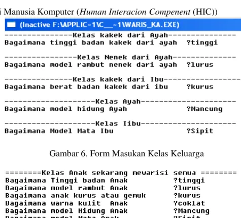 Gambar 7. Form Keluaran Kelas Anak  3.   Identifikasi Alur Kerja (Task Management Component (TMC)) 