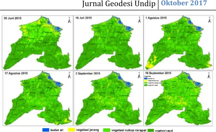 Gambar 5 Sebaran indeks vegetasi Kabupaten Kendal tahun 2015 