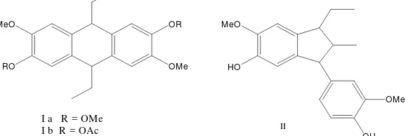 Gambar 1  Struktur senyawa dari siklisasi metil eugenol (I a) dan dari isoeugenil asetat (I b) 