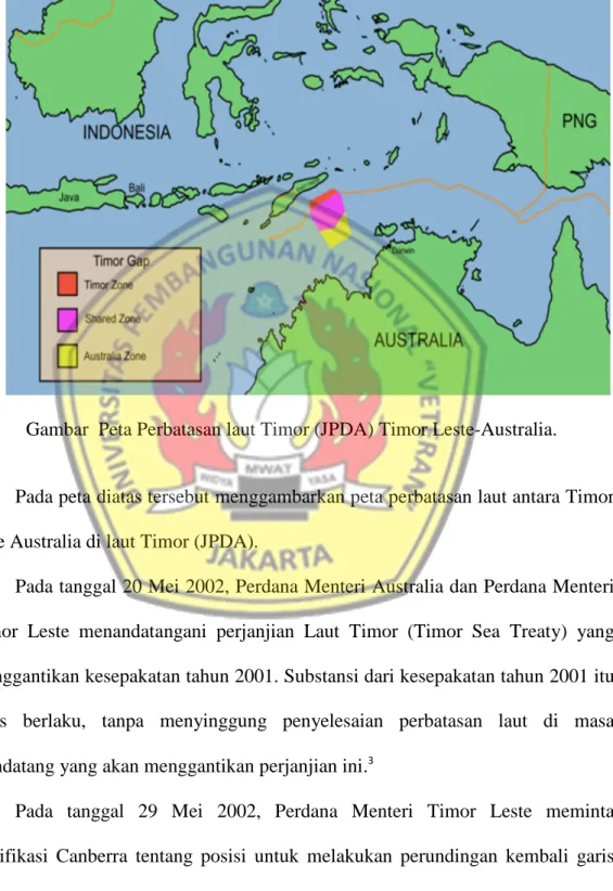 Gambar  Peta Perbatasan laut Timor (JPDA) Timor Leste-Australia. 