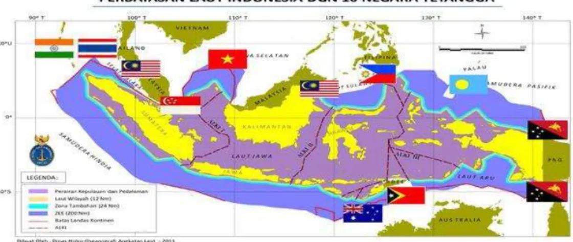 Gambar 1.Perbatasan Wilayah Laut Indonesia dengan 10 Negara Tetangga 