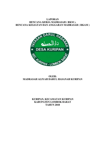 Laporan Rencana Kerja Madrasah Rkm Rencana Kegiatan Dan Anggaran Madrasah Rkam Oleh 1004