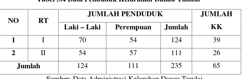 Tabel 3.4 Data Penduduk Kelurahan Danau Tundai