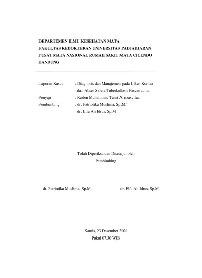 DEPARTEMEN ILMU KESEHATAN MATA FAKULTAS KEDOKTERAN UNIVERSITAS ...