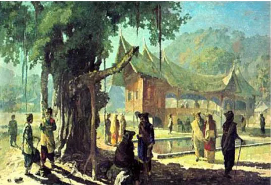 Gambar 13 Lukisan Naturalisme “Balai Desa Minagkabau”  Sumber: Koleksi Presiden Soekarno