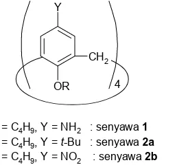 Gambar 1  dan senyawa-antara di dalam sintesisnya Senyawa p-(amino)butoksikaliks[4]arena  