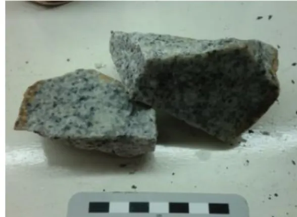 Gambar  13.b.Penampakan  megaskopis  sampel  Granit  Tempilang di Pantai Pasir Kuning.