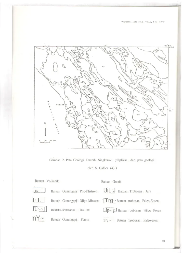 Gambar 2. Peta Gcologi Daerah Singkarak (clIplikan dari peta geologi olch S . Gafocr (4) )