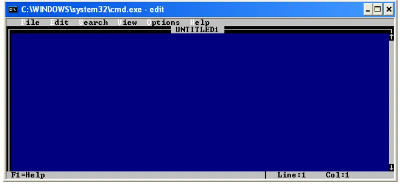 Gambar 2.5. Editor dalam mode DOS 