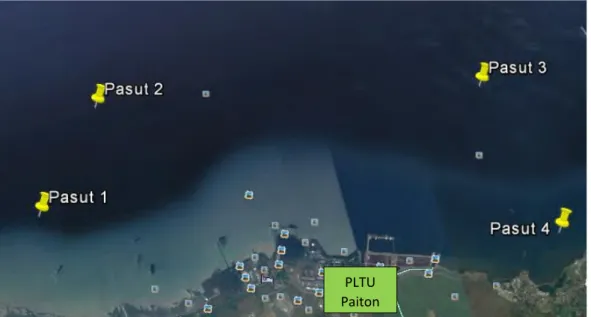 Gambar 4.4 Lokasi Pengambilan Data Pasang Surut dari Global Tide Model  (www.googleearth.com , diakses tanggal 17 Juli 2016) 