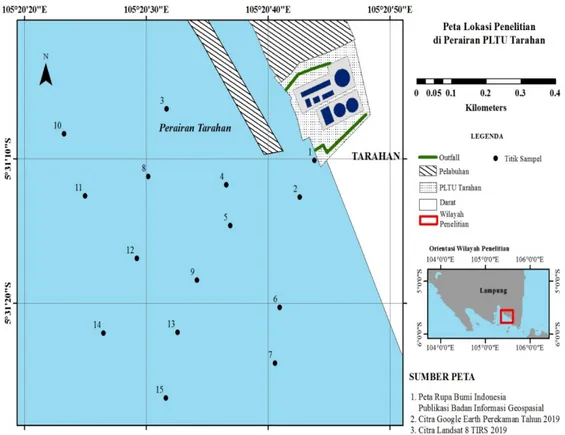 Gambar 1. Peta lokasi penelitian di PLTU Tarahan Lampung Selatan  MATERI DAN METODE 