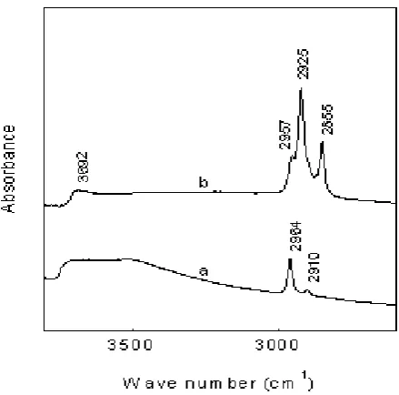 Fig 7.  C CP NMR spectra of (a) MCM41-TMCS, (b) MCM41-TMCS after adsorption of 10-1 M CTAC